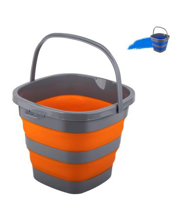 Collapsible Bucket with 2.6 Gallon (10L), Mop Bucket for Cleaning, Plastic Bucket for Garden, Car Washing or Camping, Portable Fishing Water Pail 2.6 Gal / 10L Orange