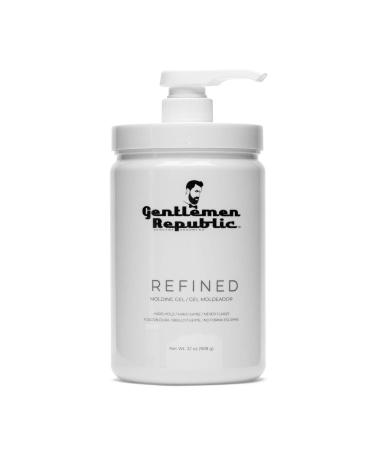 Gentlemen Republic 32oz Refined Gel - Professional Formula for 24 Hour Shine and Hold  Humidity Resistant  100% Alcohol-Free and Never Flakes  Made in the USA - With Pump