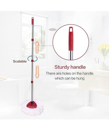 Feiquan 4-Section 2.5-to-5 Foot Spin Mop Replacement Handle for EasyWring Mop Refills - Compatible with Triangle Spin Mop - Microfiber Mop for Easy Cleaning - Red Spin Mop Handle - Buy Online on GoSupps.com