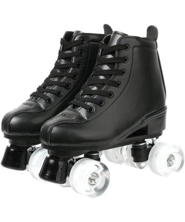 Magnitt Women's Adjustable High-top Roller Skates - Black Leather Double Row Skates - Indoor/Outdoor - Size 38US7 - Buy Online on GoSupps.com