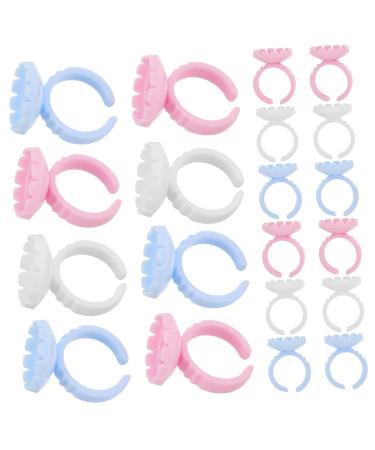 Healvian Healvian 300 Piece Eyelash Extension Glue Holder Rings in Blue White Pink Durable Compact for Professional Use in Lash Studios Training