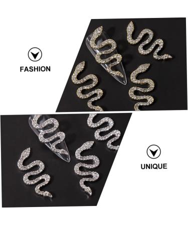 FRCOLOR 4 pieces snake nail drill made of alloy nail jewellery rhinestone pendant for nails snake nail charms nail art bling rhinestones manicure decoration diamond flash drilling 3D - Buy Online on GoSupps.com