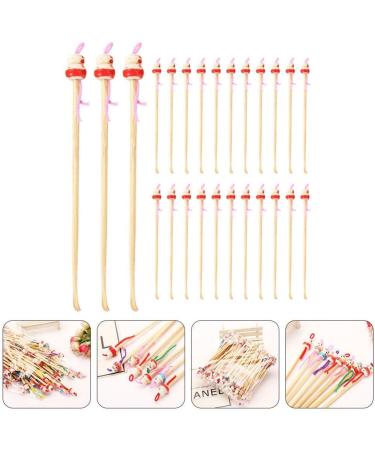 100pcs Bamboo Ear Wax Removal Spoons | Portable Ear Cleaning Picks | Cute Doll Head Earpicks for Kids | Exquisite Earwax Remover with Hanging Rope - Buy Online on GoSupps.com