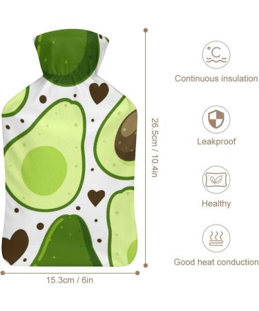 Green Avocado Hot Water Bottle with Plush Cover - Cozy Hand Warmer for Adults & Children - 26.5x15.3cm | International Shipping Available - Buy Online on GoSupps.com