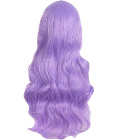 MapofBeauty 28 Inch Light Purple Curly Synthetic Wig with Side Bangs - Charming Women's Full Hair - Buy Online on GoSupps.com