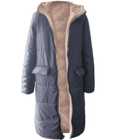 Hanxiulin Women's Oversized Fleece Plush Jacket - Warm Casual Hooded Winter Sweater in Gray - Buy Online on GoSupps.com