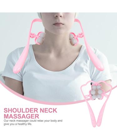 Healvian Neck Massage Roller - Shiatsu Deep Tissue Trigger Point Relief | Manual Self Muscle Massage Device for Neck & Shoulders - Pink - Buy Online on GoSupps.com