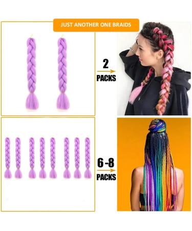 Just Another One 24inch Hair Extensions for Jumbo Braiding Colourful Pre Stretched Hair Heat Resistant Yaki Synthetic African Box Braids Crochet Twist hair for Women Girls & Unisex Purple - Buy Online on GoSupps.com