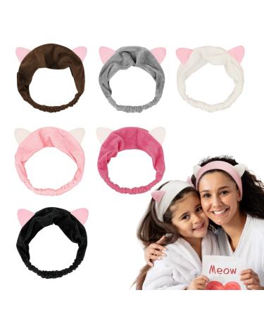 Dreamlover Cat Ears Headband for Women  Girls Makeup Headband  6 Pieces