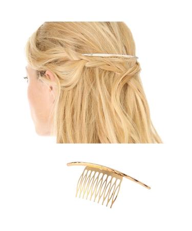 Dervivea Boho Bar Hair Comb Barrette Minimalist Gold Hair Comb Geometry Hair Clip Comb Metal Hair Piece Accessories for Women and Girl Headdress
