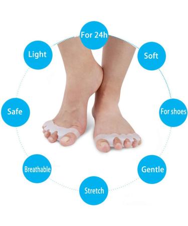 Yoga Gel Toe Separators - Foot Pain Relief & Toe Straightener Spreader - Silicone Toe Spacers for Bunions & Hammer Toe - 2 Pairs White - Buy Online on GoSupps.com