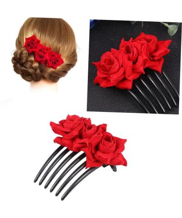 Housoutil 1pc Fancy Hair Accessories for Women Womens Hair Accessories Black Barrettes Red Rose Flower Hair Comb Rose Hair Accessories Pearl Hair Comb Rose Hair Comb Roses Headgear Bride - Buy Online on GoSupps.com