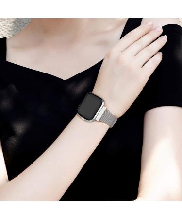 Meliya Metal Slim Bands for Fitbit Versa 2 / Versa / Versa Lite - Stainless Steel Replacement Bands for 6.7-8.7 Wrists - Silver - Buy Online on GoSupps.com