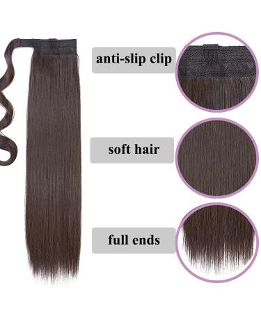 Ponytail Clip-in Braid Extension Hairpiece - 55cm Dark Brown Realistic Hair Extensions - Buy Online on GoSupps.com