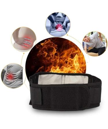 Back Bandage Support Belt - Heated Tourmaline Magnetic Therapy for Pain Relief | Lumbar Waist Protection Belt (Black) - Buy Online on GoSupps.com