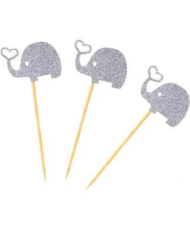 CAXUSD 3pcs Stick Fruit Topper Heart Glitter Elephant Cupcake Toppers Jungle Glitter Cupcake Toppers Cupcake Picks Paper Cups Appetizers Topper Heart Wedding Wooden Insert Card Silver medium - Buy Online on GoSupps.com
