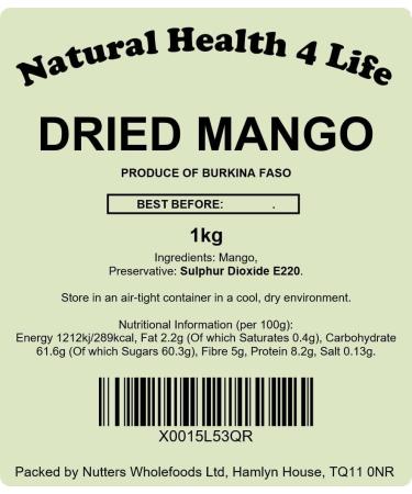 Natural Health 4 Life Fruit Dried Mango Slices Large Pieces 1 kg in Resealable Pouch (1 Pouch) - Buy Online on GoSupps.com