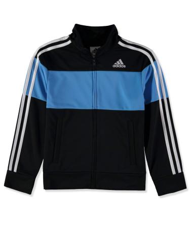 adidas Boys' Tricot Active Track Warm-up Jacket X-Large Color Block Black and Real Blue
