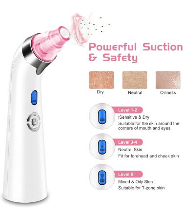 Blackhead Remover Pore Vacuum Facial Pore Cleaner Electric Acne Comedone Whitehead Extractor Tool with 5 Suction Power 4 Probes Blackhead Remover Suction for Women & Men (Pink) - Buy Online on GoSupps.com