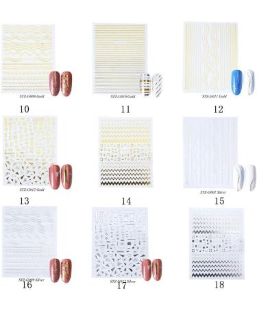 Star Silver Gold Lines Stripe Geometric Nail Art Decoration 3D Nail Sticker Transfer Stickers Shining Decals(1) Style1 - Buy Online on GoSupps.com