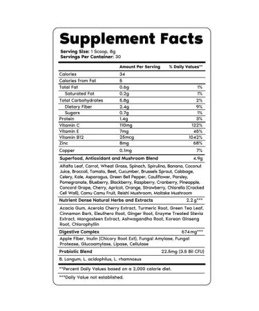 Primal Harvest Super Greens Powder - 30 Servings with 50+ Superfoods for Energy Boost - Green Tea, Chlorella, Probiotics, Kale, Turmeric - Primal Greens Green Powder - Buy Online on GoSupps.com