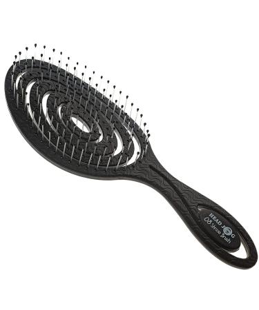 Head Jog 08 Paddle Brush Flexible Soft Pin Bristles Detangling Wet Or Dry Hair. Gentle Brushing Straw Brush. Detangle Round Brush for Straight Curly & Wavy Hair. (Monochrome Collection Charcoal)