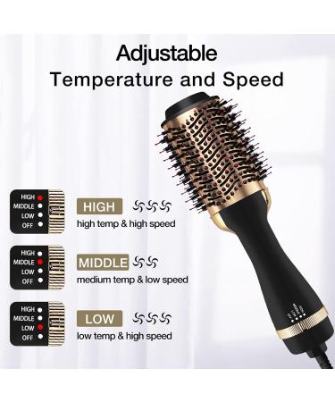 3-in-1 Hair Dryer Brush Styler & Volumizer | Fast Drying, Straightening, Curling | 3 Adjustable Settings | Golden - Buy Online on GoSupps.com