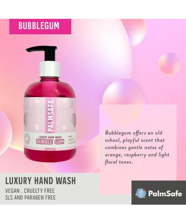 Palmsafe Bubblegum Luxury Hand Wash Soothing Hand Cleanser Hydrates Sensitive or Irritated Skin - Natural Bioactives to Nourish and Moisturise Vegan-friendly - Buy Online on GoSupps.com