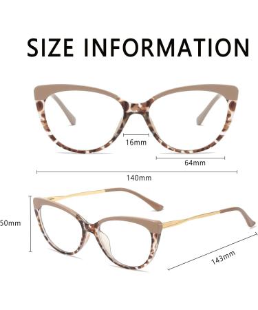 Shop Ljczka Vintage Blue Light Filter Cat Eye Glasses for Women - Stylish Brown Leopard & Metal Frames 0.0 Prescription Available Enhance Your Eye Comfort! - Buy Online on GoSupps.com