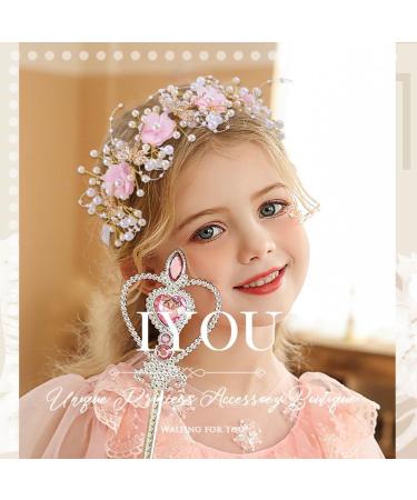 IYOU Flower Communion Headpiece Pink Floral Princess Headbands Pearl Butterfly Birthday Wedding Hair Accessories for Girls - Buy Online on GoSupps.com