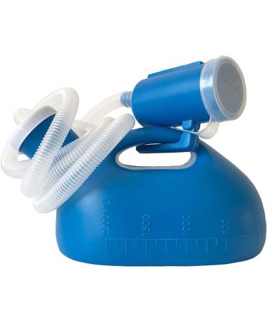 Male Urinal Men's Bed Urinal Potty Pee Bottle 2000ML Collector with 1.6M Tube for Male Elderly People Blue