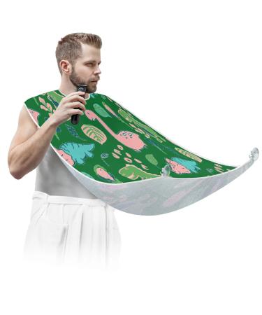 Dinosaurs Painting Beard Bib Apron Beard Bib Hair Catcher for Men Shaving and Trimming Non-Stick Waterproof Beard Cape Grooming Cloth with 2 Suction Cups Gifts for Men