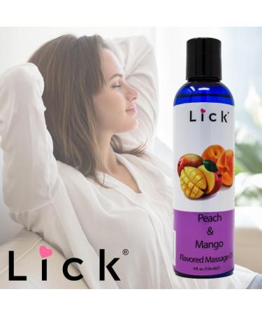 Peaches & Mango Flavored Massage Oil - Vegan Edible & Nourishing with Vitamin E | Relaxing Non-Sticky Full Body Massage Oil for Men & Women - 4 oz - Buy Online on GoSupps.com