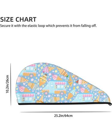 Hair Towel Wrap - Quick Drying Towel Turban with Button | Ice Cream Truck Design - Buy Online on GoSupps.com