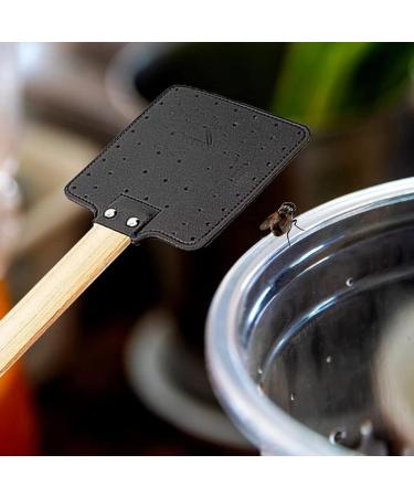 Keaiduoa Leather Fly Swatter Fly Swat Heavy Duty Insect Mosquito Wasp Pest Control Rustic Design with Long Wooden Handle Black - Buy Online on GoSupps.com