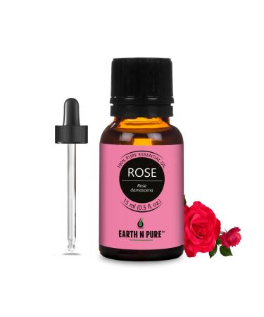 Earth N Pure Rose (Gulab Oil) Essential Oil Natural and Therapeutic Grade with Glass Dropper 15 ml