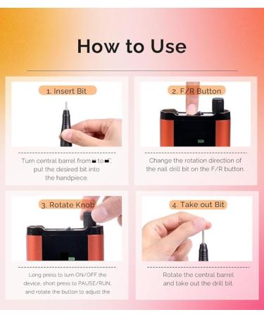 MelodySusie Cordless Nail Drill 35000 RPM - Portable Rechargeable Machine for Acrylic Nails & Poly Gel - Low Noise, Vibration & Heat - Orange Set - Buy Online on GoSupps.com