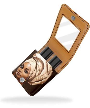 Travel Lipstick Organizer Case | Portable Makeup Bag with Mirror | African Woman Abstract Pattern - Y215u6kpzo - Buy Online on GoSupps.com