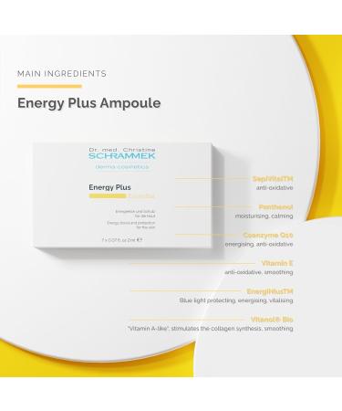 Energy Plus Ampoules (7 x 0.07 fl oz) Energizing and Protective Skincare Q10 and Vitamins E, C, B5 Shields Against Blue Light Revitalizes Tired Skin Dr. Schrammek - Buy Online on GoSupps.com