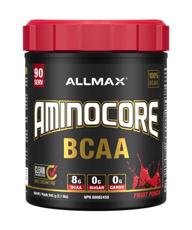 ALLMAX Nutrition - Aminocore BCAA - 8g BCAAs - 100% Pure Branch Chained Amino Acids - Gluten Free - Fruit Punch - 945 Gram Fruit Punch 90 Servings (Pack of 1) 8g Bcaas