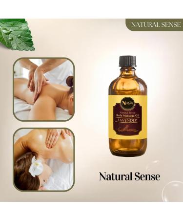 Natural Sense Body Massage Oil with Lavender | Premium All-Natural & Spa-Quality 10 Fl Oz - Rice Bran Sunflower & Coconut Oils - Buy Online on GoSupps.com