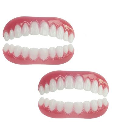 Mxrfactory dental prosthesis natural tones of provisional upper jaws and lower jaws perfect smile removable silicail teeth prosthesis quickly repair your tooth and smile men women 2 pairs