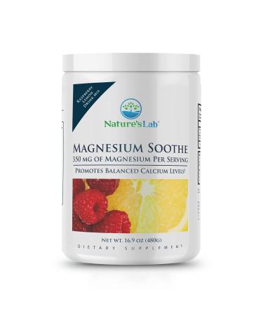 Nature's Lab Magnesium Soothe Powder 350mg - Promotes Balanced Calcium Levels Muscle & Nerve Function Energy Production and Overall Cardiovascular Health - 16.9 oz (100 Servings)
