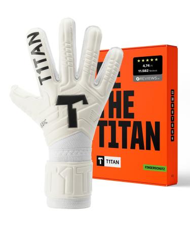 T1tan Classic 1.0 goalkeeper gloves - with finger protection - football gloves for goalkeeper - various sizes & colors Classic 1.0 White -Out (FP) 10 10