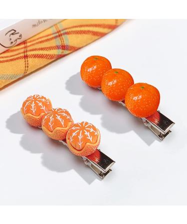 2 Pcs Mandarin Orange Hair Clips for Women and Girls - Cute Fruit Alligator Snap Clips for Trendy Hairstyles - Buy Online on GoSupps.com