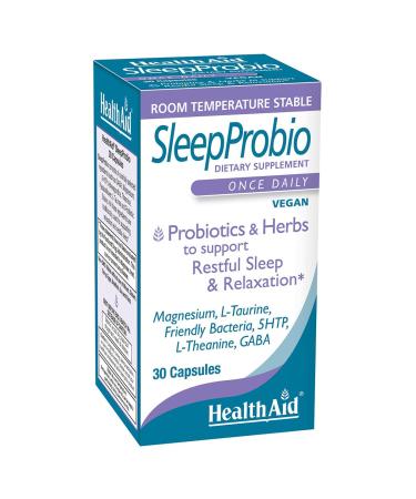 HealthAid SleepProbio Vegan Sleep Support Supplement 30 Capsules Once Daily Probiotics and Herbs to Support Restful Sleep & Relaxation