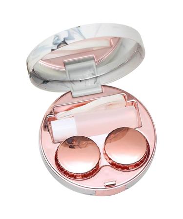 Yngffb contact lens container contact lenses storage contact lens box made of plastic simple portable reusable rich accessories for travel at home (1 piece ros gold)