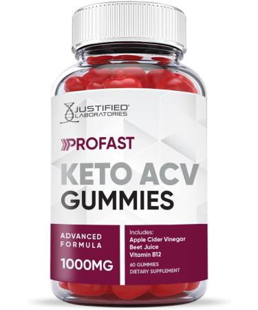 Justified Laboratories ProFast Keto ACV Gummies 1000MG 2 Pack - Vegan Non GMO with Pomegranate Juice, Beet Root, B12 - 120 Gummies, 60 Count - Pack of 1 - Buy Online on GoSupps.com