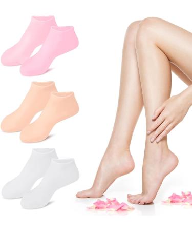 BUSOHA Silicone Socks for Dry Cracked Feet - 3 Pairs Moisturizing Foot Spa Socks for Women in 3 Colors - Buy Online on GoSupps.com