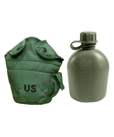 Military Outdoor Clothing Never Issued U.S. G.I. 1 Quart Canteen with Nylon Cover, Olive Drab
